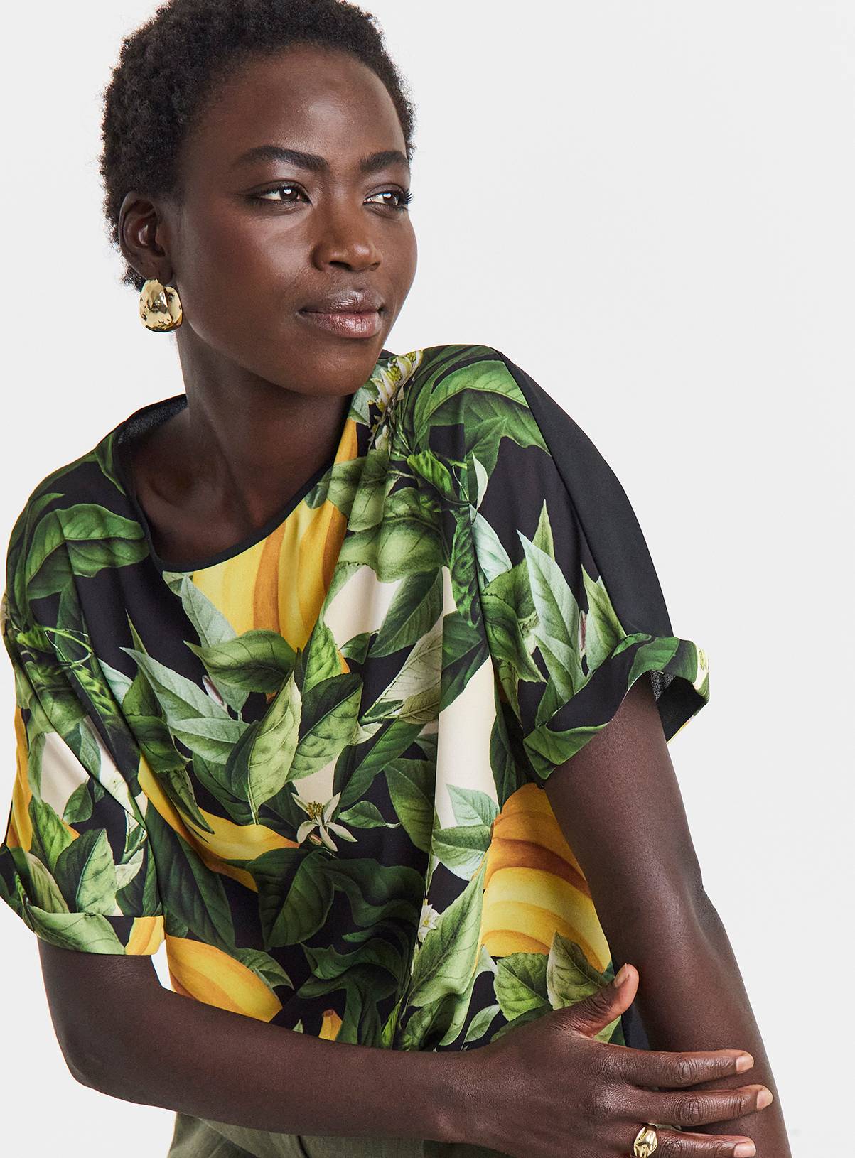 JD WILLIAMS Short Sleeve Boxy Top Tropical 28 - Image 1